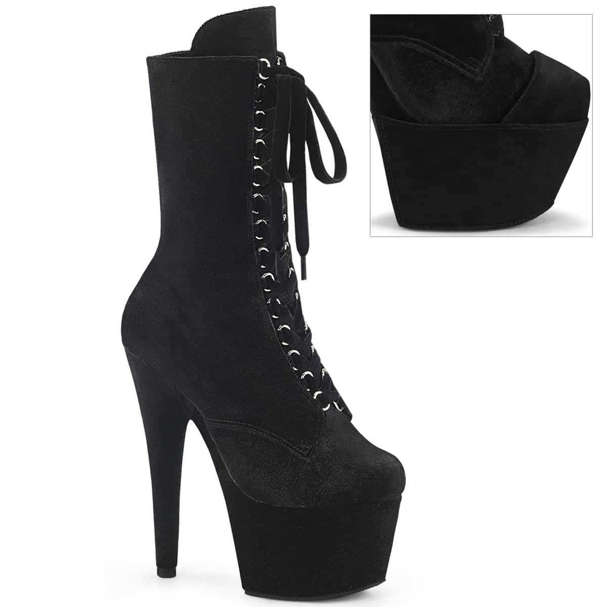 ADORE-1045VEL Velvet Lace-Up Ankle Boot