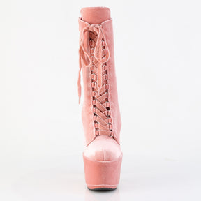 ADORE-1045VEL Velvet Lace-Up Ankle Boot Pink Multi view 5