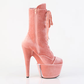 ADORE-1045VEL Velvet Lace-Up Ankle Boot Pink Multi view 2