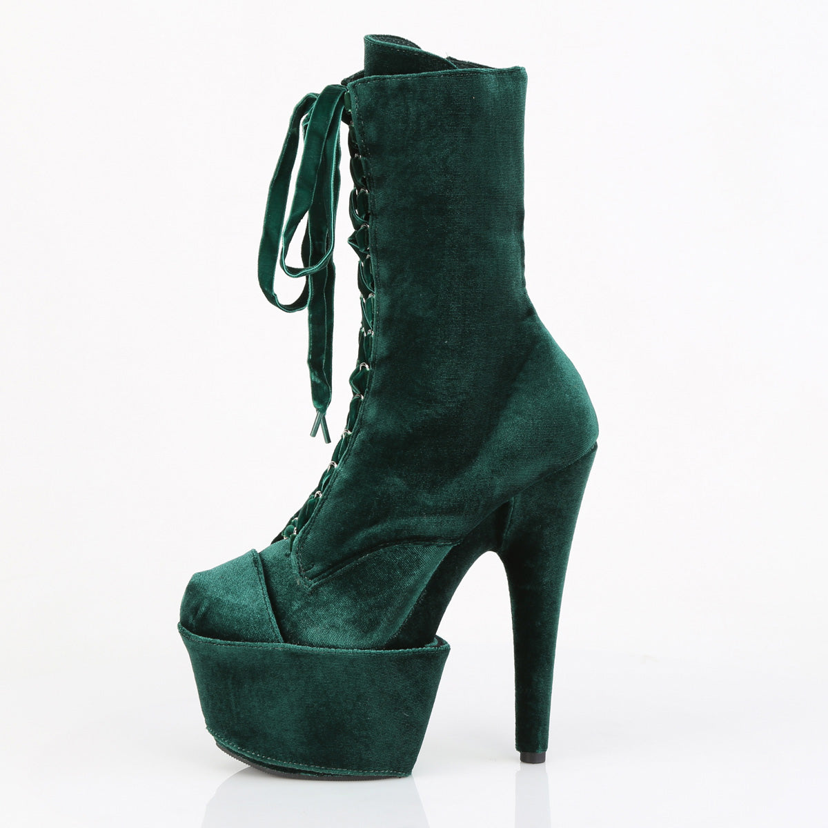 ADORE-1045VEL Velvet Lace-Up Ankle Boot Green Multi view 4