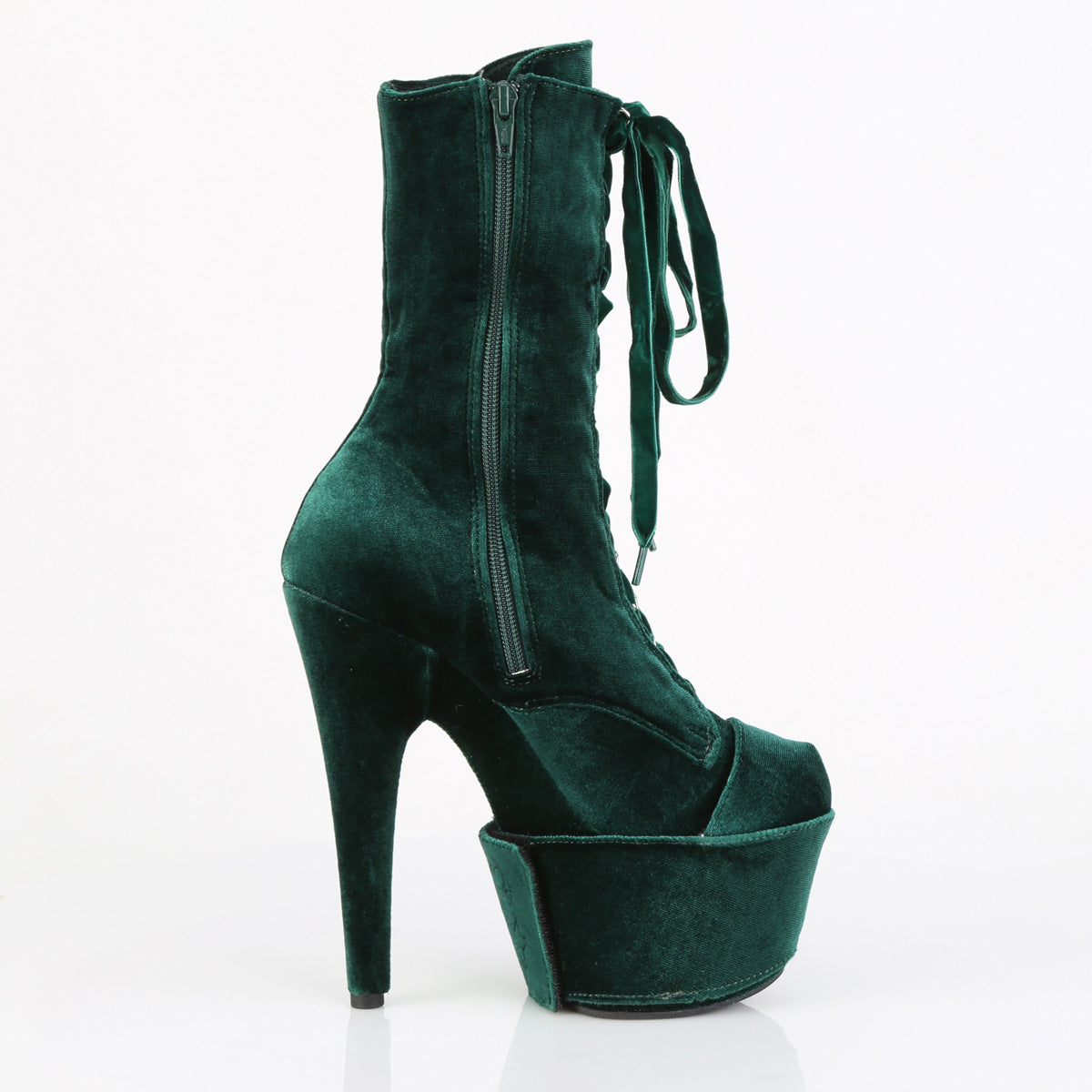 ADORE-1045VEL Velvet Lace-Up Ankle Boot Green Multi view 2