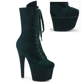 ADORE-1045VEL Velvet Lace-Up Ankle Boot Green Multi view 1