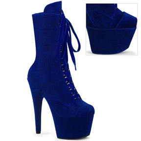 ADORE-1045VEL Velvet Lace-Up Ankle Boot Blue Multi view 1
