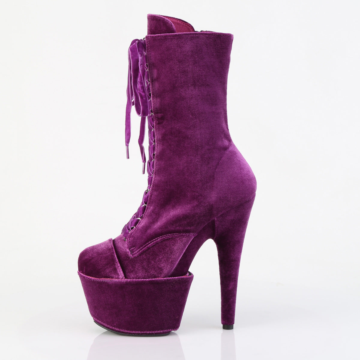 ADORE-1045VEL Velvet Lace-Up Ankle Boot Purple Multi view 4