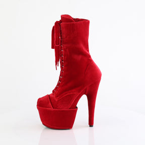 ADORE-1045VEL Velvet Lace-Up Ankle Boot Red Multi view 4