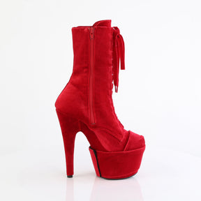 ADORE-1045VEL Velvet Lace-Up Ankle Boot Red Multi view 2
