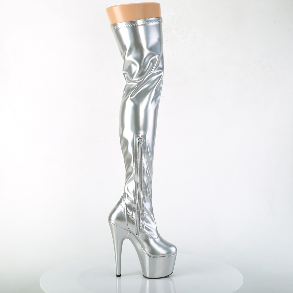 ADORE-3000HWR Thigh High Boots Silver Multi view 2