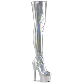 ADORE-3000HWR Thigh High Boots Silver Multi view 1