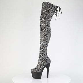 ADORE-3008SP-BT Stretch Snake Print Pull-On Thigh Boot Black & Grey Multi view 4