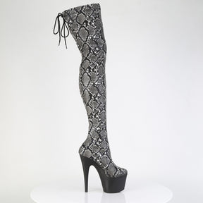 ADORE-3008SP-BT Stretch Snake Print Pull-On Thigh Boot Black & Grey Multi view 2