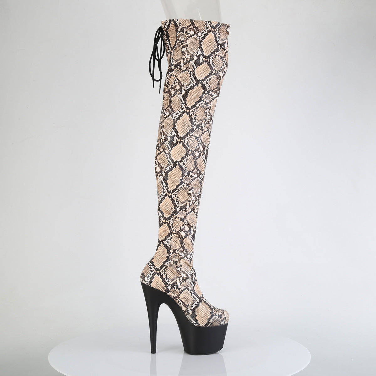ADORE-3008SP-BT Stretch Snake Print Pull-On Thigh Boot