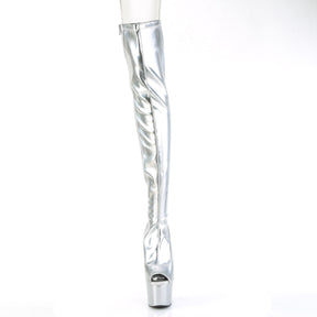 ADORE-3011HWR Silver Patent Thigh High Platform Boots