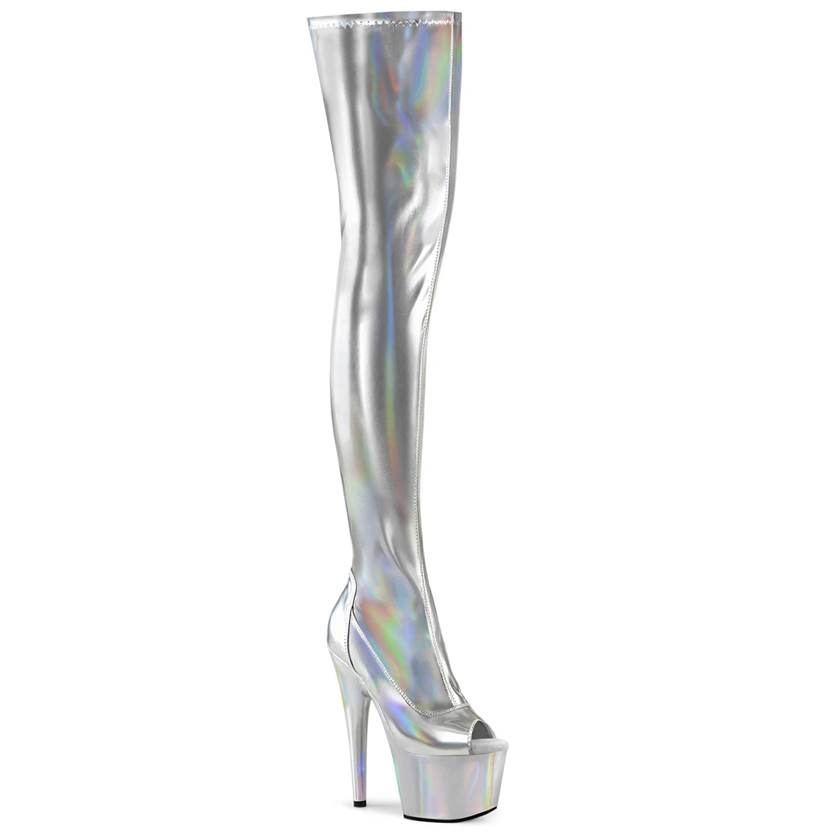 ADORE-3011HWR Silver Patent Thigh High Platform Boots Silver Multi view 1
