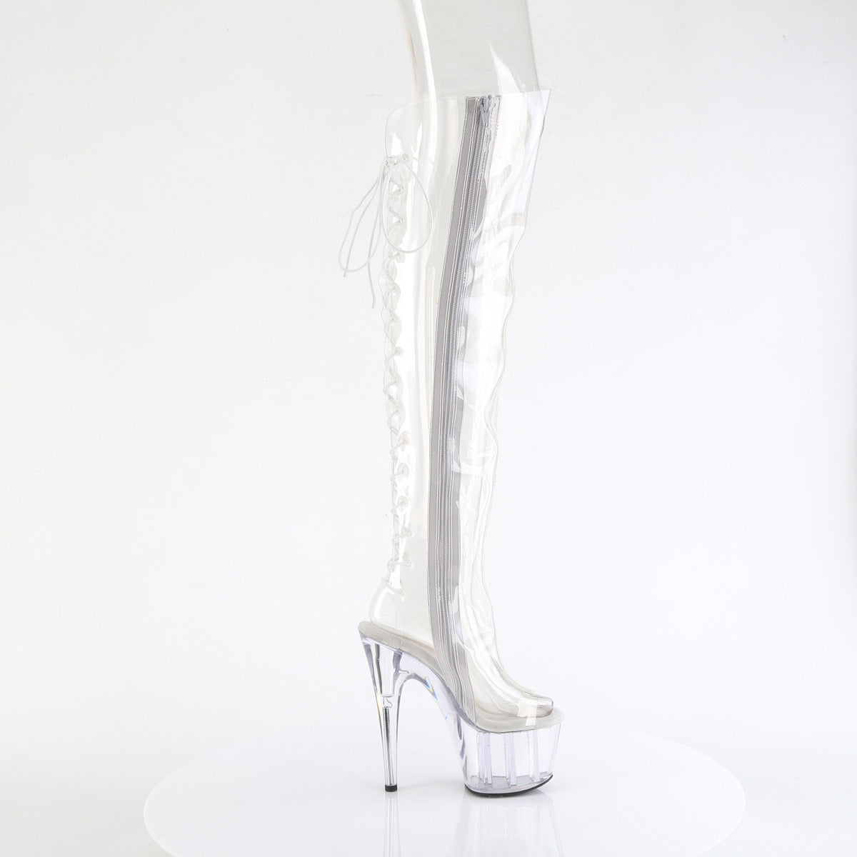 ADORE-3019C Clear Thigh High Peep Toe Boots Clear Multi view 2