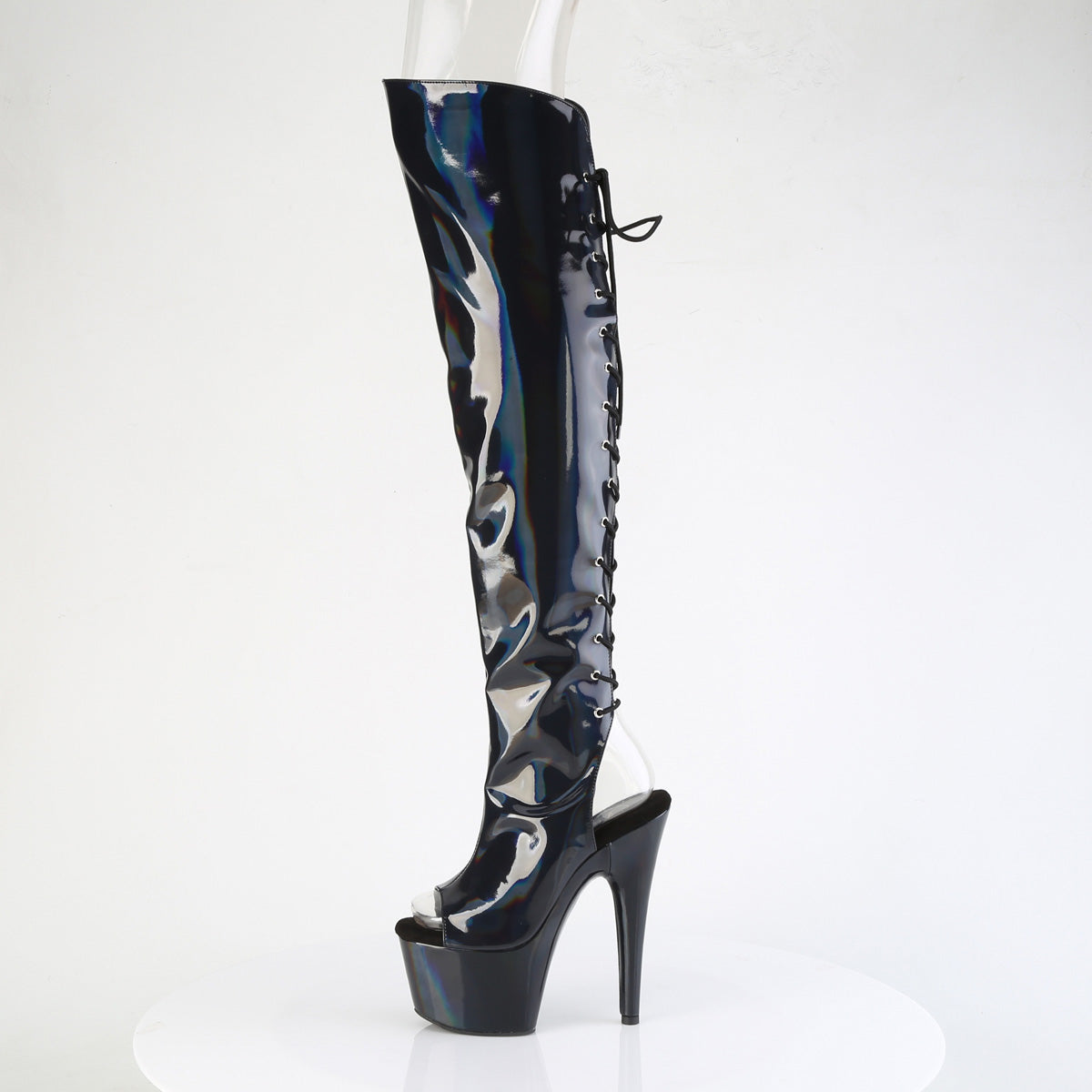 ADORE-3019HWR Open Toe Over-the-Knee Boots Black Multi view 4