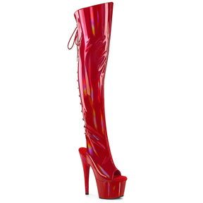 ADORE-3019HWR Open Toe Over-the-Knee Boots Red Multi view 1