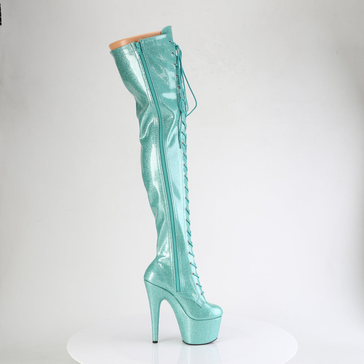 ADORE-3020GP Lace-Up Stretch Thigh Boot Green Multi view 2