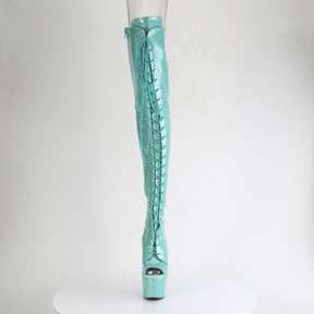 ADORE-3021GP Peep Toe Lace-Up Thigh Boot Green Multi view 5