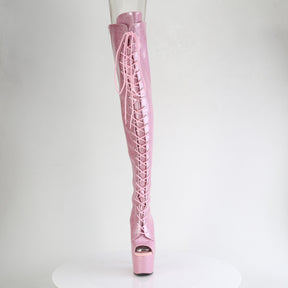 ADORE-3021GP Peep Toe Lace-Up Thigh Boot Pink Multi view 5
