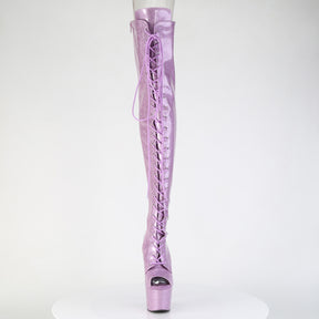 ADORE-3021GP Peep Toe Lace-Up Thigh Boot Pink Multi view 5