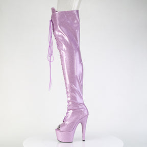 ADORE-3021GP Peep Toe Lace-Up Thigh Boot Pink Multi view 4