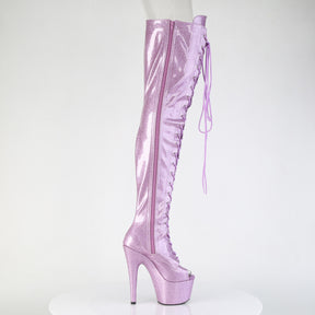 ADORE-3021GP Peep Toe Lace-Up Thigh Boot Pink Multi view 2
