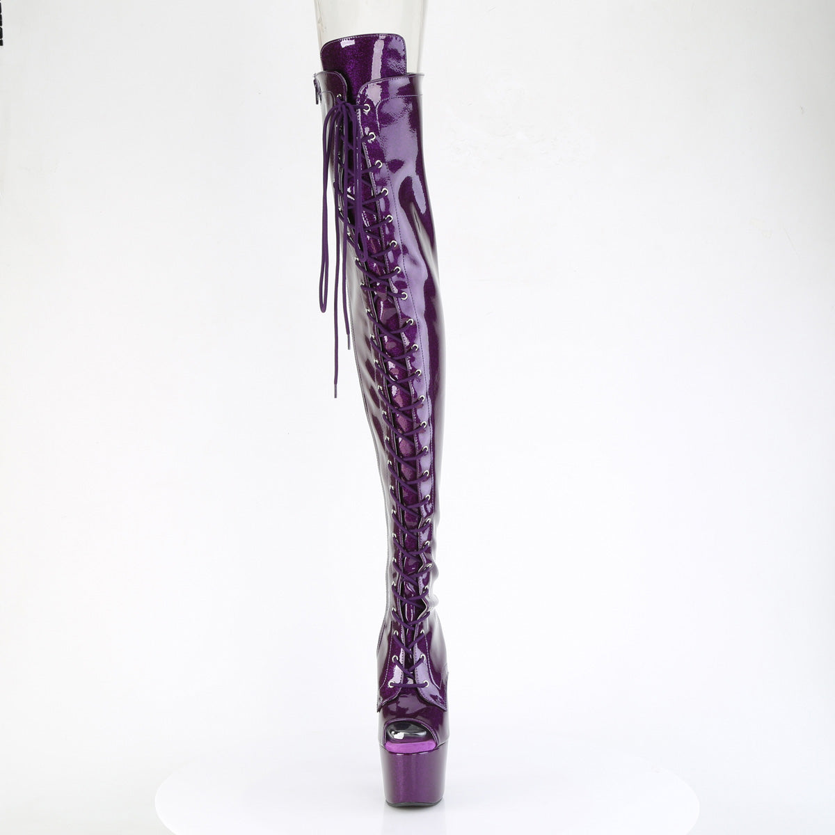 ADORE-3021GP Peep Toe Lace-Up Thigh Boot Purple Multi view 5