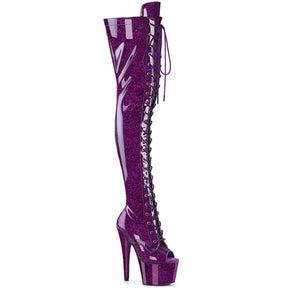 ADORE-3021GP Peep Toe Lace-Up Thigh Boot Purple Multi view 1