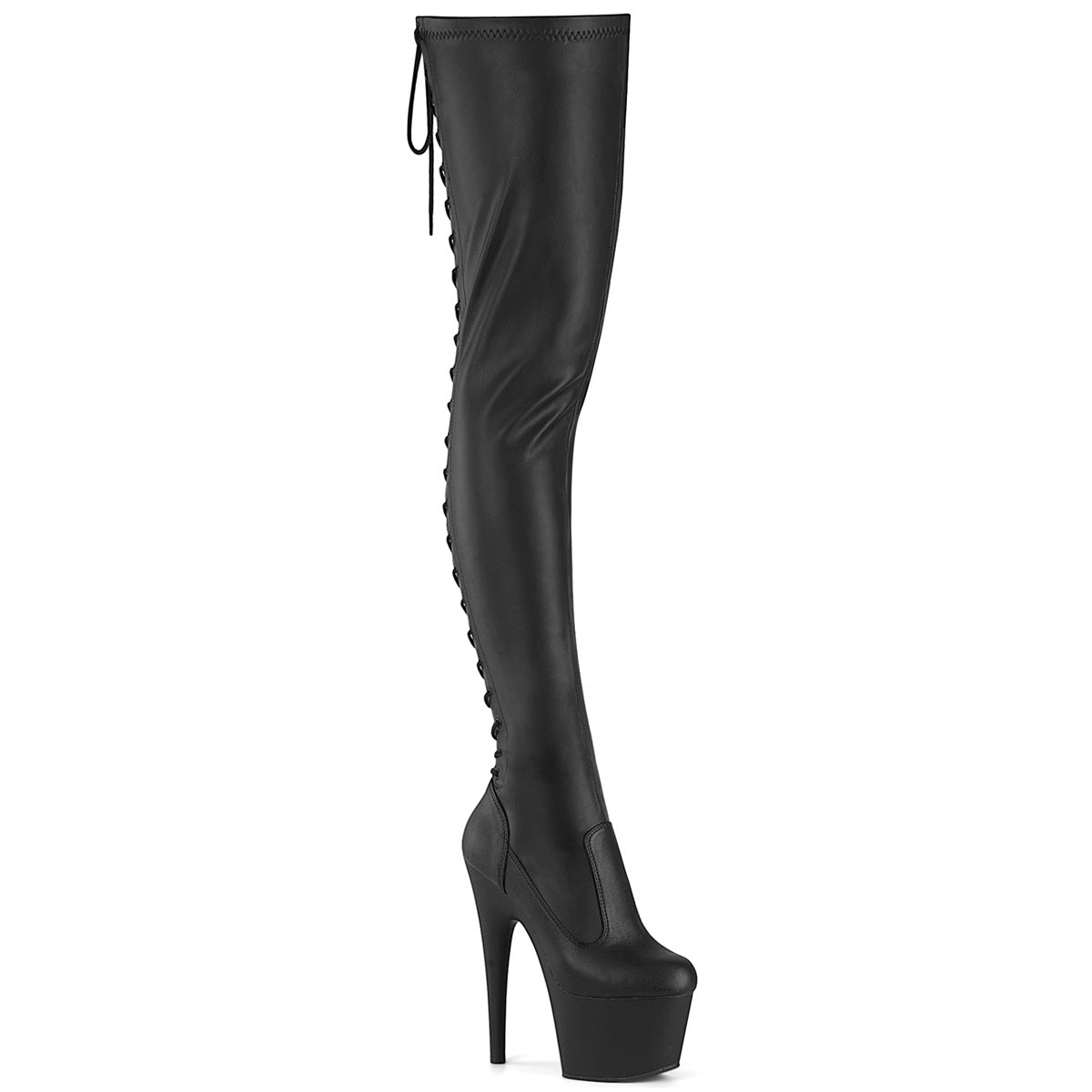 ADORE-3850 Lace-Up Back Stretch Thigh Boot Black Multi view 1