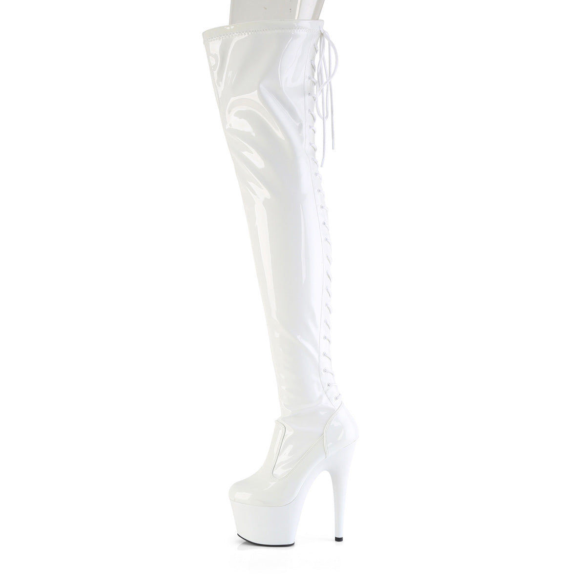 ADORE-3850 Lace-Up Back Stretch Thigh Boot White Multi view 4