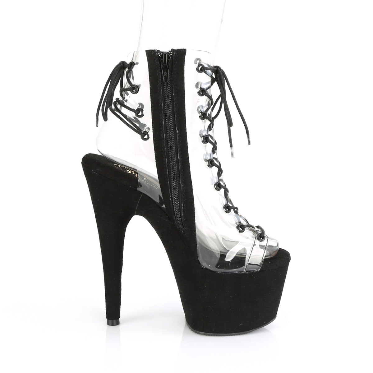 ADORE-700-30FS Black & Clear Ankle Peep Toe Boots
