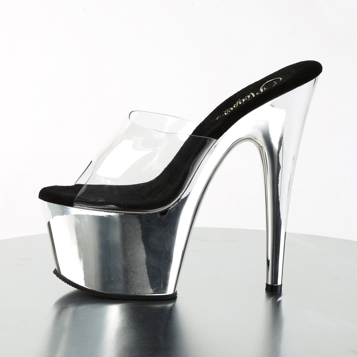 ADORE-701 Black & Clear Slide High Heel Clear & Silver Multi view 4