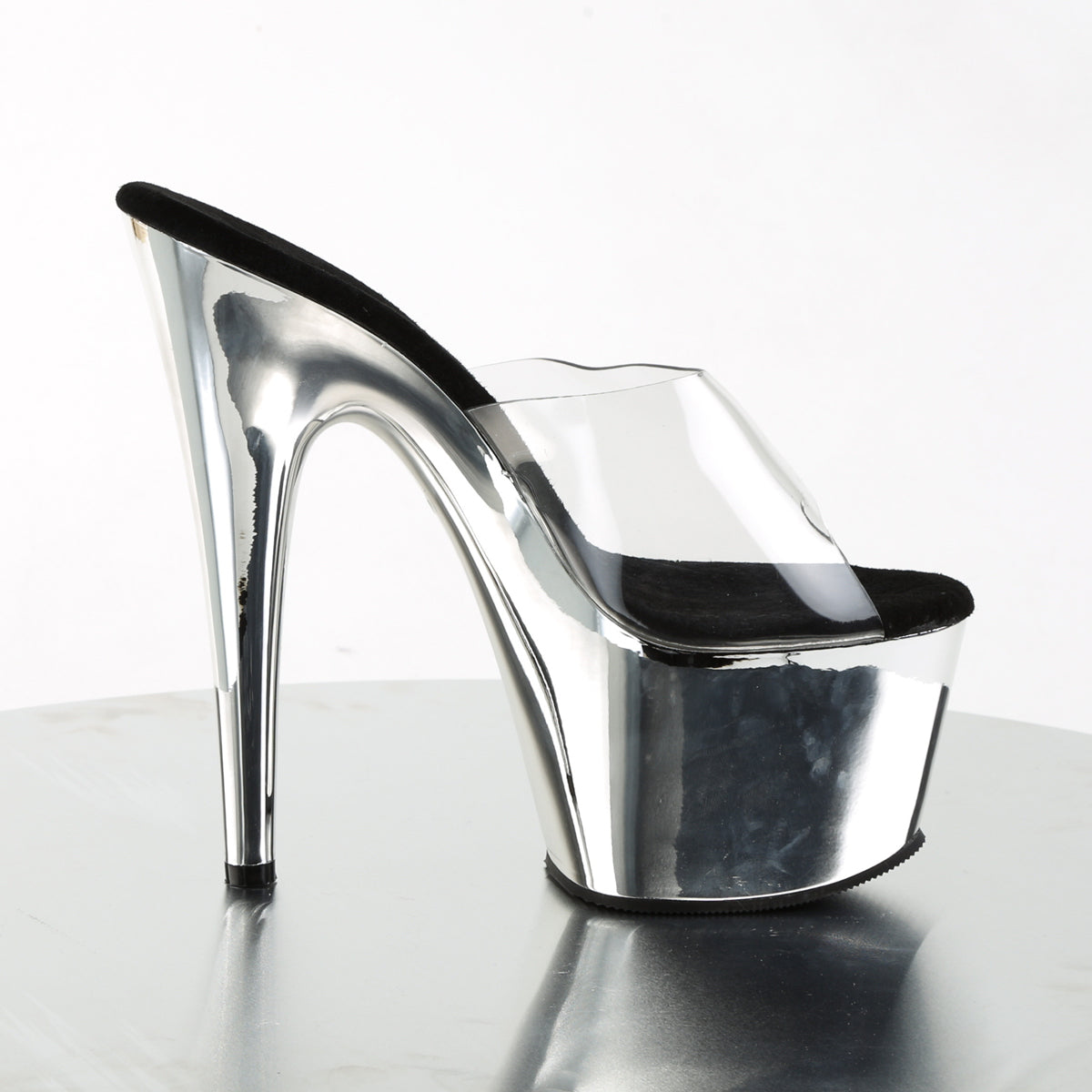 ADORE-701 Black & Clear Slide High Heel Clear & Silver Multi view 2