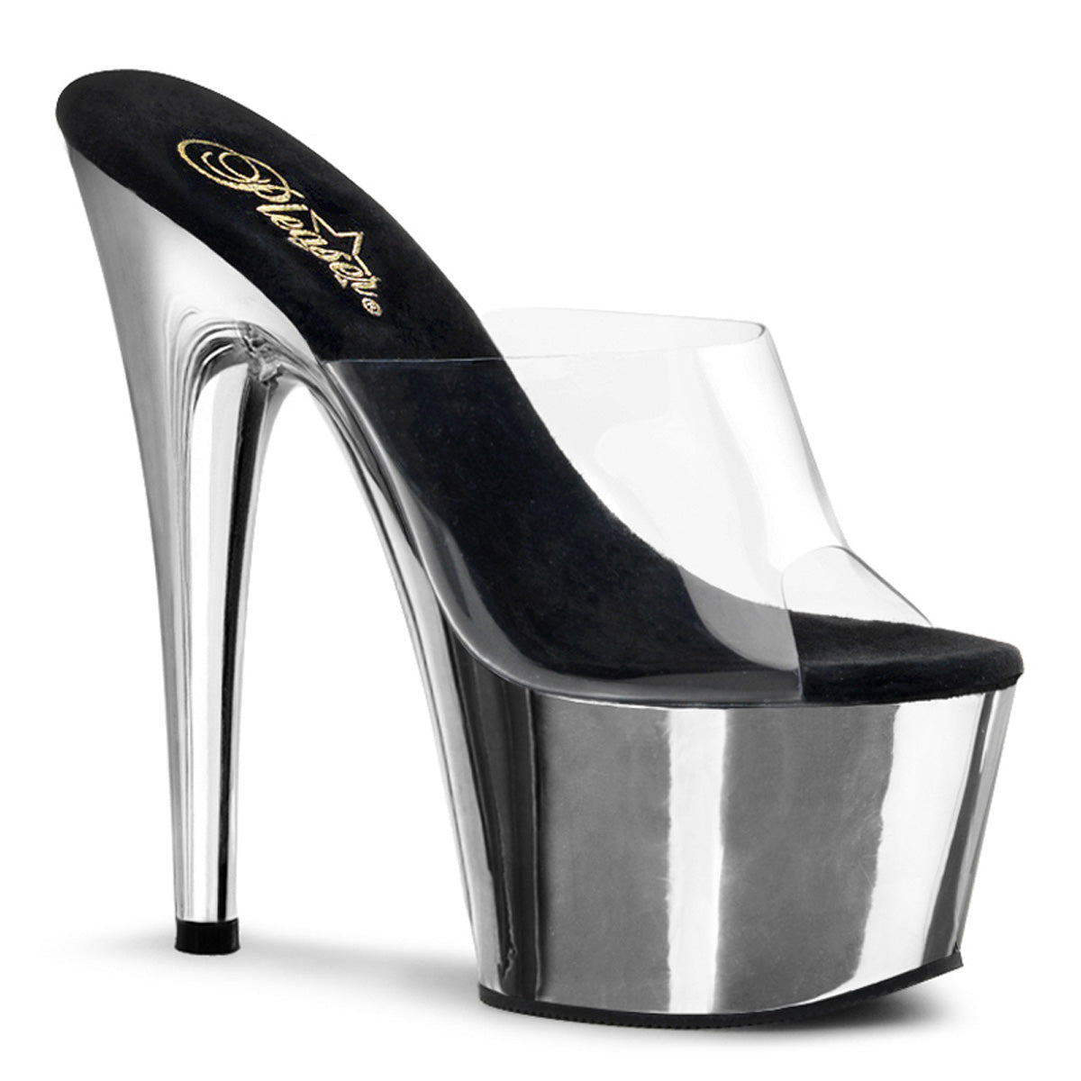 ADORE-701 Black & Clear Slide High Heel Clear & Silver Multi view 1