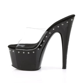 ADORE-701LS Black & Clear 7 Inch Mules