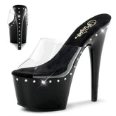 ADORE-701LS Black & Clear 7 Inch Mules