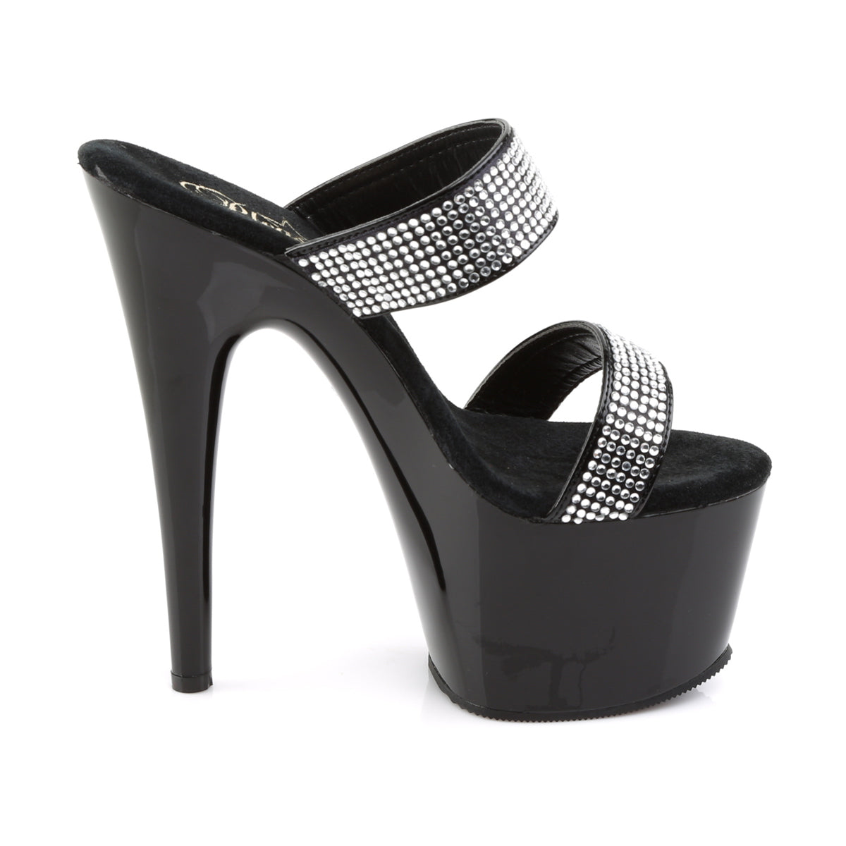 ADORE-702-2 Black & Silver Peep Toe High Heel
