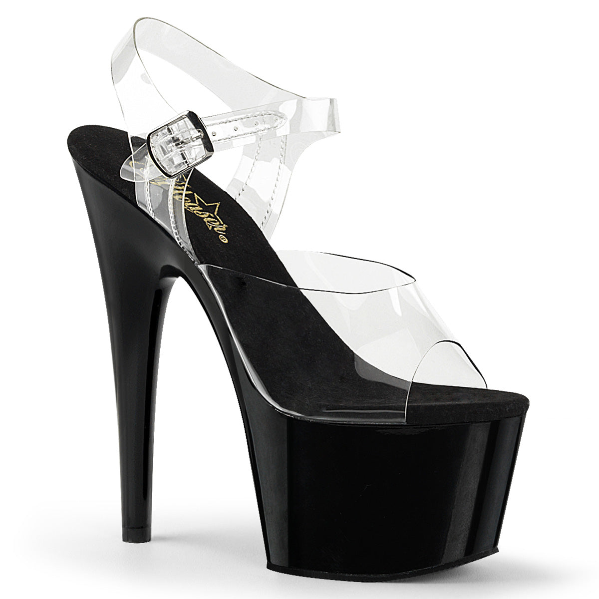ADORE-708 Black & Clear Ankle Peep Toe High Heel  Multi view 1