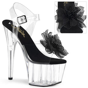 ADORE-708BFL Black & Clear Ankle Peep Toe High Heel Black & Clear Multi view 1