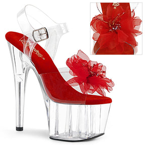 ADORE-708BFL Black & Clear Ankle Peep Toe High Heel Red & Clear Multi view 1
