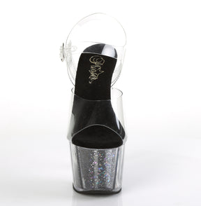 ADORE-708CG Clear & Black Ankle Peep Toe High Heel Clear & Black Multi view 5