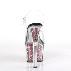 ADORE-708CG Clear & Black Ankle Peep Toe High Heel Clear & Pink Multi view 3