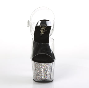 ADORE-708CG Clear & Black Ankle Peep Toe High Heel Silver & Clear Multi view 5