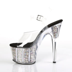 ADORE-708CG Clear & Black Ankle Peep Toe High Heel Silver & Clear Multi view 4
