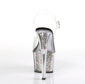 ADORE-708CG Clear & Black Ankle Peep Toe High Heel Silver & Clear Multi view 3