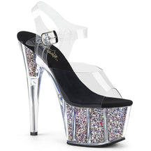 ADORE-708CG Clear & Black Ankle Peep Toe High Heel