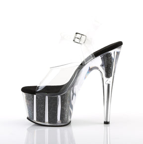 ADORE-708G Clear & Black Ankle Peep Toe High Heel Clear & Black Multi view 4