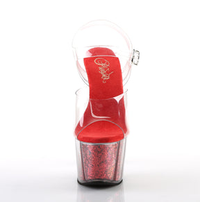 ADORE-708G Clear & Black Ankle Peep Toe High Heel Clear & Red Multi view 5