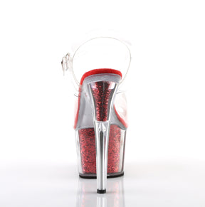 ADORE-708G Clear & Black Ankle Peep Toe High Heel Clear & Red Multi view 3