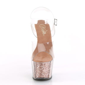 ADORE-708G Clear & Black Ankle Peep Toe High Heel Clear & Rose Gold Multi view 5